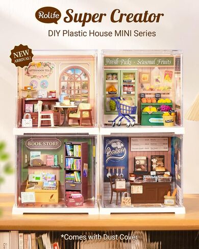 سلسلة Rolife Mini Super Creator ، DIY Miniature Memory Book Store Dollhouse House Kit ، Bulid Sconary for Action Action Toldible ، هدايا إبداعية للنساء للبالغين in Saudi Arabia
