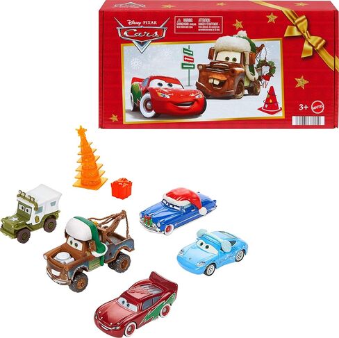 Mattel Disney Pixar Cars Toy Multipack ، مجموعة من 5 مركبات ذات طابع الشتاء بما في ذلك إكسسوارات Lightning McQueen و 2 من البلاستيك in Saudi Arabia