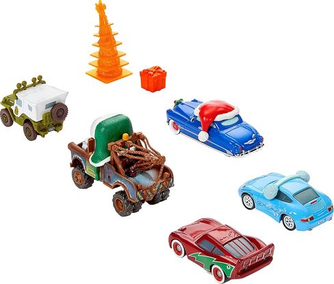 Mattel Disney Pixar Cars Toy Multipack ، مجموعة من 5 مركبات ذات طابع الشتاء بما في ذلك إكسسوارات Lightning McQueen و 2 من البلاستيك in Saudi Arabia