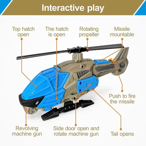 شملت لعبة الهليكوبتر لعبة PlaySet للأولاد ، وألعاب الهليكوبتر للأولاد الذين تتراوح أعمارهم بين 4 و 7 سنوات ، وتشمل طائرة واحدة و 3 دبابات ، وتصميم دائم ، وتفاصيل واقعية ، وهدية للأطفال in Kuwait
