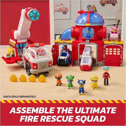 Paw Paw Patrol Fire Rescue: شاحنة إطفاء سريعة التحميل مع شخصية مارشال ، قاذفة نارية سريعة ، أضواء وأصوات ، ألعاب الأطفال للبنين والبنات الذين تتراوح أعمارهم بين 3 وما فوق in Kuwait