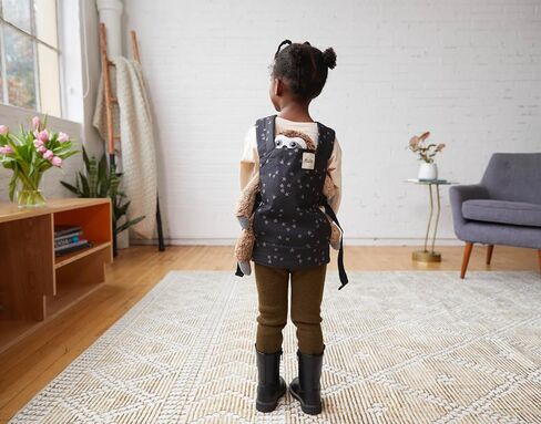 حاملة لعبة Baby Tula Mini للدمى والحيوانات المحشوة ، وحامل ألعاب بحجم الطفل مع أحزمة قابلة للتعديل ، والنسيج الناعم ، وملاءمة سهلة للعب الخيال - اللعب (الأصفر/القلوب) in Kuwait