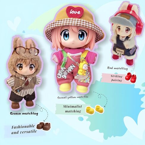 أحذية Doll for Labubu ، 10 أزواج مجموعة أحذية Labubu لطيفة ، بما في ذلك Pink Labubu Boots ، إكسسوارات Labubu 17 سم (بدون دمية) in Saudi Arabia