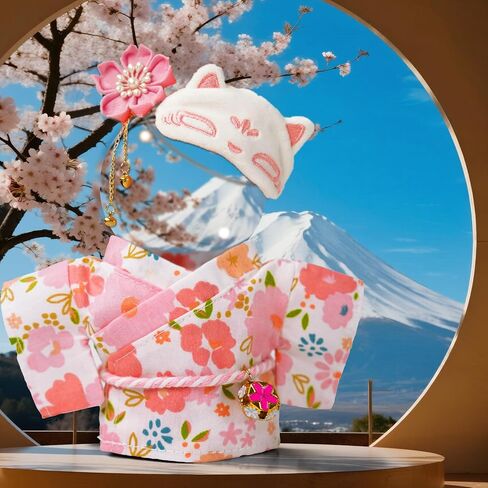 ملابس دمية 17 سم ، ملحقات الزي كيمونو مجموعة من 6.7 بوصة دمى الفتيات ، Kawaii أنيقة مصمم الأسلوب زهرة الشعر+ملابس وردية بيجاما+قناع هالوين لطيف (لا دمية) in Kuwait
