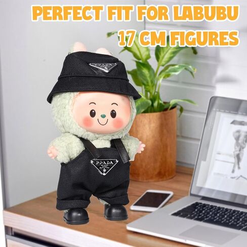 AICase for Labubu Clothes Designer/for Labubu Outfits,Clothes Set for 17cm Lububu Doll,2 Piece Set Hat Clothing for LA BUBU, Boys and Girls Stylish Adorable Dolls Clothes Accessories (No Doll)_1 in Saudi Arabia