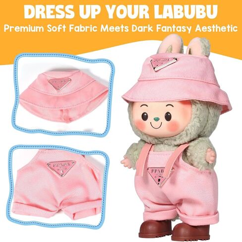AICASE لـ Labubu Designer/for labubu ، ملابس محددة لدمية LUBUBU التي تبلغ مساحتها 17 سم ، وقطعة من قطعتين من قطعتين للقبعة ل La Bubu ، والفتيان والبنات ، إكسسوارات ملابس رائعة للدمى (لا دمية) _1 in Kuwait