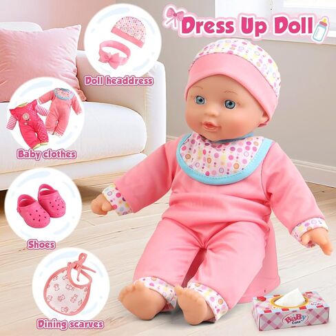 دمية الطفل مع عربة مع 12.5 "دمى الطفل ، حقيبة يد ، 2 مجموعات ملابس الدمية و 16 PCS ملحقات دمية. أطفال الأطفال للأطفال للأطفال الصغار الذين تتراوح أعمارهم بين 3-5 4-6 للعب التظاهر. in Kuwait