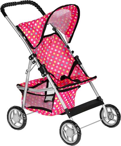 fash n kolor® - Doll Stroller My First Baby Doll Strollers Toy - Flower Design with Basket in The Bottom- Doll Accessories 2 Free Magic Bottles Included (Flower Design) in Kuwait