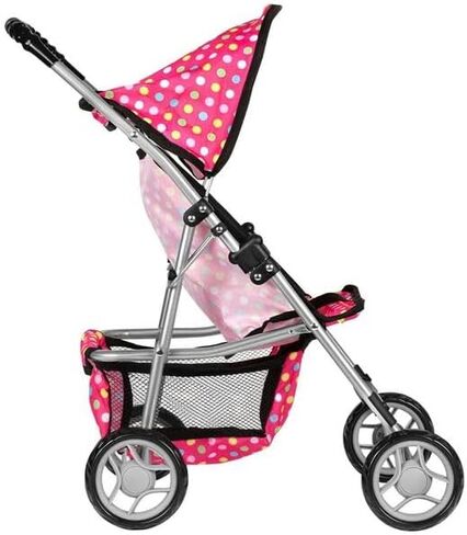 fash n kolor® - Doll Stroller My First Baby Doll Strollers Toy - Flower Design with Basket in The Bottom- Doll Accessories 2 Free Magic Bottles Included (Flower Design) in Kuwait
