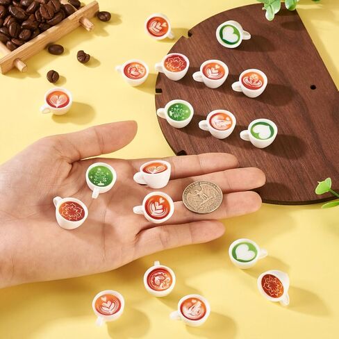 Beadthoven 32pcs Miniature Dollhouse Accessories Set Mini Resin Coffee Cups Mini Coffee Mug Tea Cup Latte Food Model Figurines Cute Kitchen Decorations for Micro Landscape Party Decorations DIY Crafts in Saudi Arabia