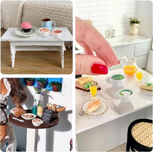 Beadthoven 32pcs Miniature Dollhouse Accessories Set Mini Resin Coffee Cups Mini Coffee Mug Tea Cup Latte Food Model Figurines Cute Kitchen Decorations for Micro Landscape Party Decorations DIY Crafts in Saudi Arabia