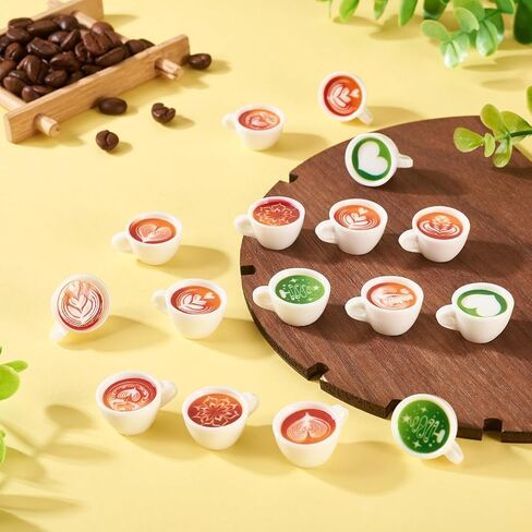 Beadthoven 32pcs Miniature Dollhouse Accessories Set Mini Resin Coffee Cups Mini Coffee Mug Tea Cup Latte Food Model Figurines Cute Kitchen Decorations for Micro Landscape Party Decorations DIY Crafts in Saudi Arabia