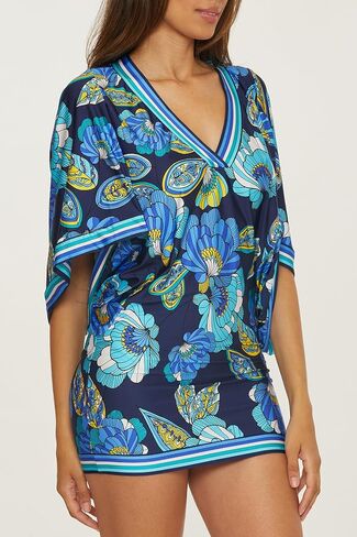 Trina Turk Women's Standard Pirouette Casablanca Dress, V-Neck, Floral Print, Casual, Beach Cover Ups in Saudi Arabia