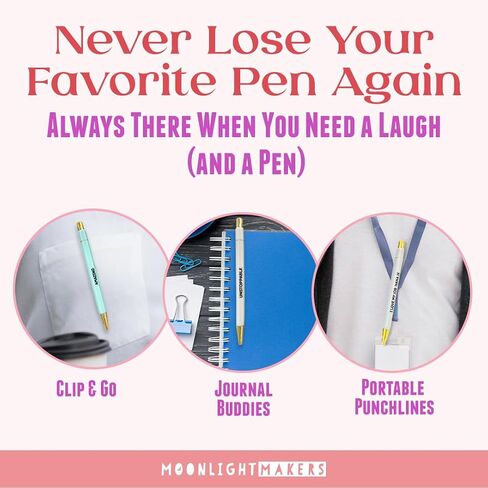 Moonlight Makers - Set of 5 Ballpoint Pens Black Ink- Engraved Funny Pens for Adults - Best Sister Ever Appreciation Adult Gifts - Ideal Desk Decor for Work & Office Desk - Cute Packaging, Handy Clips in Saudi Arabia