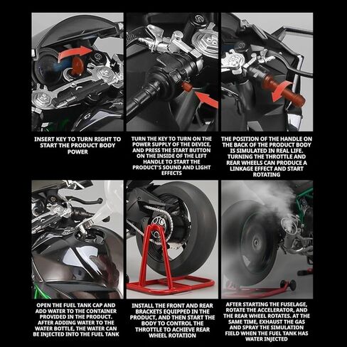 1/6 مقياس H2R سبيكة دراجة نارية Diecast مع الصوت والضوء ، الانتهاء من رذاذ عالي اللمعان ، إطارات مطاطية متميزة-هدية مفصلة قابلة للتحصيل مع تصميم مستوحى من السباقات (C-Carbon Libor) in Kuwait