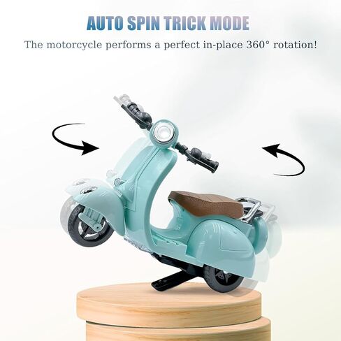 MINI Electric Doll Scooter Mehicles Toy Available Funny Doll Accorty مع الموسيقى والأضواء يمكن أن تدور 360 درجة من زخارف لعبة الدراجات البخارية البلاستيكية اللطيفة (البطارية غير المدرجة) (الأزرق) in Kuwait