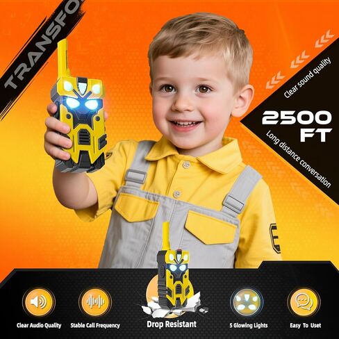 Hornet Transform Toys Toys Walkie Talkies for Kids 2 Pack Robot - نطاق 2500 قدم مع تأثيرات الضوء الباردة ، هدايا أعياد الميلاد للفتيان الذين تتراوح أعمارهم بين 3 و 12 in Saudi Arabia