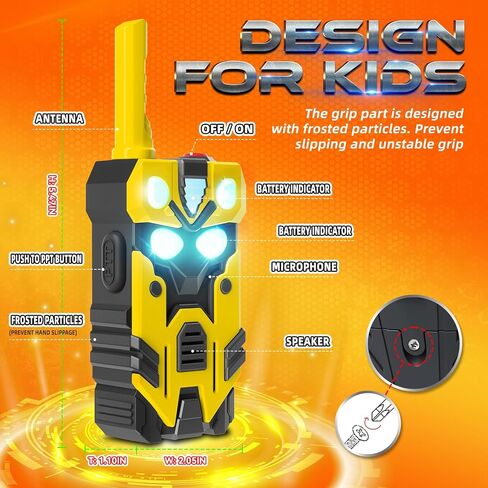 Hornet Transform Toys Toys Walkie Talkies for Kids 2 Pack Robot - نطاق 2500 قدم مع تأثيرات الضوء الباردة ، هدايا أعياد الميلاد للفتيان الذين تتراوح أعمارهم بين 3 و 12 in Saudi Arabia