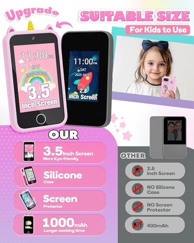 الهاتف الذكي للأطفال ، هاتف Spider Toys للأولاد 3 4 5 6 7 7 8 سنوات ، كاميرا مزدوجة ، 3.5 '' 'هواتف الأطفال التي تعمل باللمس ، لعبة تعليمية لأطفال عيد ميلاد الأطفال ، ABC التعلم ، العادة المتتبع in Kuwait