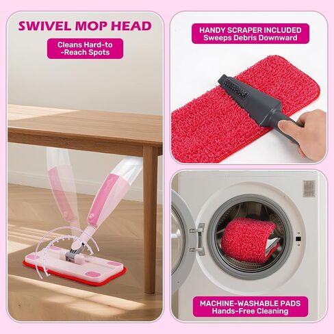 Dreamon Kids Pray Mop - مجموعة تنظيف صغيرة تعمل مع رشيش الماء و 3 منصات ممسحة قابلة للغسل وكاشطة ، تتظاهر بلعب Montessori Housekeeping Toys Homps للأطفال الصغار للأطفال الفتيات (الأزرق) in Kuwait