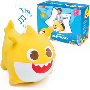 JITTERYGIT Baby Shark Official Bouncy Hopper Plush Musical Singing Toy - Inflatable Animal Ride On for Indoor & Outdoor - Birthday Gift for Kids & Toddlers (Boys & Girls) Ages 18+ Months (Yellow) in Kuwait