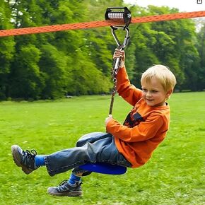 Zip Line Slackline Kit للأطفال والبالغين-بطولة Ninja 65 قدمًا مع مجموعة التدريب على البكرة ، وحمليات الأشجار ، و 2 في 1 في الفناء الخلفي في الهواء الطلق. in Kuwait