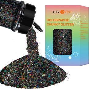 Htvront Holographic chunky glitter للحرف اليدوية - 15 ألوانًا من اللمعان المجسم للراتنج ، كل بريق حرفي 10 جرام للأظافر ، الوجه ، البهلوانات ، الجسم ، الشعر ، الطلاء ، الايبوكسي ، الفن in Kuwait