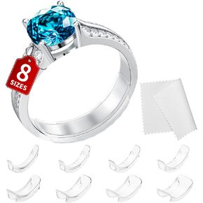 Ring Sizers for Loose Rings - 8 Pack Invisible Guards Resizer for Men and Women, Use 8 Width Sizes Easy-Clip Ring Adjuster, Spacers & Tighteners, Fit Almost Any Rings, Thick Reduces by 0.5-1.5mm in Saudi Arabia