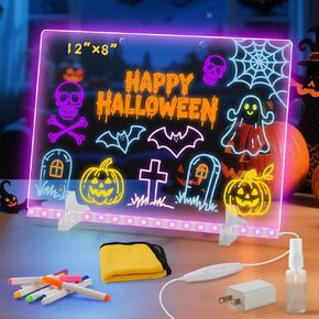 Led Note Board with 7 Colors,Light Up Acrylic Cosmody Drawing Board,Glowing Acrylic Dry Erase Board with Light,Lumiboard Led Boards to Write On,Halloween Gifts for Kids (13.7“*10") in Saudi Arabia