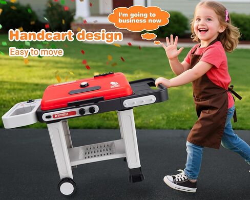 Kids BBQ GRILL Kitchen Playset مع Sound & Smoke ، قم بتشغيل مجموعة شواية للأطفال-قم بتشغيل مجموعة طهي ألعاب الطعام ， هدية لعبة للطفل 3-5 in Kuwait