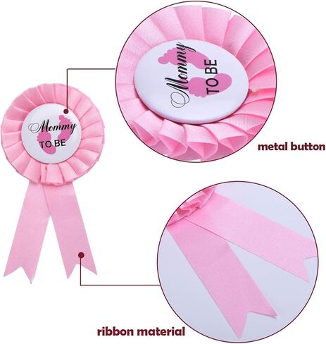 WILLBOND 2 Pieces Daddy and Mommy to Be Tinplate Badge Pin, Gender Reveal Party Favor, Rosette Button Pins with Ribbon, New Dad Mom Gifts for Baby Shower Party Celebration(Pink, Blue) in Saudi Arabia