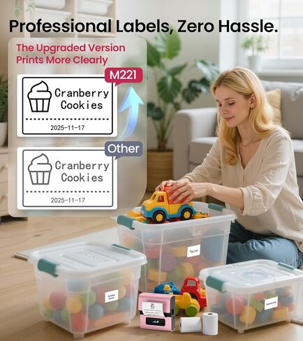 صانع ملصقات Phomemo- Pink M221 ترقية صانع ملصقات الباركود، طابعة ملصقات حرارية بلوتوث محمولة بدون حبر للأعمال الصغيرة والملابس والعناوين والبريد ودعم الهاتف والكمبيوتر الشخصي in Kuwait