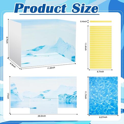 Ammostingspark 8 PCS Arctic Style Diorama Box و Decor Decore و Water Sticker ، مجموعة مستلزمات مشروع Ocean Habitat Diorama ، مجموعة علبة معروفة من الورق المقوى وملصق مائي مع أشرطة مزدوجة على الوجهين لألعاب DIY Crafts in Kuwait