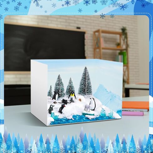 Ammostingspark 8 PCS Arctic Style Diorama Box و Decor Decore و Water Sticker ، مجموعة مستلزمات مشروع Ocean Habitat Diorama ، مجموعة علبة معروفة من الورق المقوى وملصق مائي مع أشرطة مزدوجة على الوجهين لألعاب DIY Crafts in Kuwait