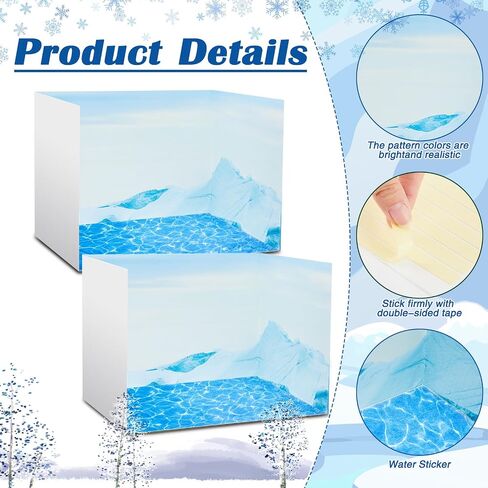Ammostingspark 8 PCS Arctic Style Diorama Box و Decor Decore و Water Sticker ، مجموعة مستلزمات مشروع Ocean Habitat Diorama ، مجموعة علبة معروفة من الورق المقوى وملصق مائي مع أشرطة مزدوجة على الوجهين لألعاب DIY Crafts in Kuwait