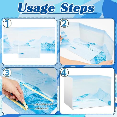 Ammostingspark 8 PCS Arctic Style Diorama Box و Decor Decore و Water Sticker ، مجموعة مستلزمات مشروع Ocean Habitat Diorama ، مجموعة علبة معروفة من الورق المقوى وملصق مائي مع أشرطة مزدوجة على الوجهين لألعاب DIY Crafts in Kuwait