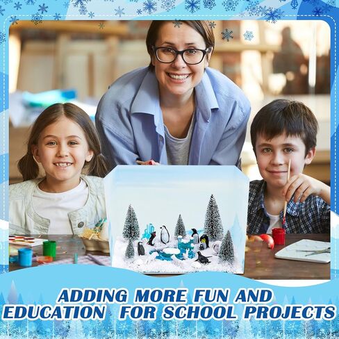 Ammostingspark 8 PCS Arctic Style Diorama Box و Decor Decore و Water Sticker ، مجموعة مستلزمات مشروع Ocean Habitat Diorama ، مجموعة علبة معروفة من الورق المقوى وملصق مائي مع أشرطة مزدوجة على الوجهين لألعاب DIY Crafts in Kuwait