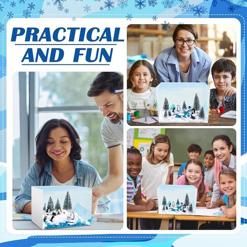 Ammostingspark 8 PCS Arctic Style Diorama Box و Decor Decore و Water Sticker ، مجموعة مستلزمات مشروع Ocean Habitat Diorama ، مجموعة علبة معروفة من الورق المقوى وملصق مائي مع أشرطة مزدوجة على الوجهين لألعاب DIY Crafts in Kuwait