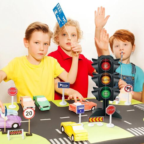 2 Pcs Traffic Light Desktop Center Decoration Race Car Themed Birthday Party Decoration Featuring 3D Traffic Light Cardboard Children's Traffic Architecture Themed Birthday Party Decoration Supplies in Saudi Arabia