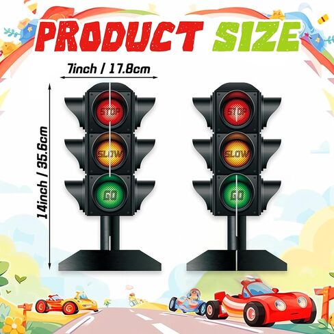 2 Pcs Traffic Light Desktop Center Decoration Race Car Themed Birthday Party Decoration Featuring 3D Traffic Light Cardboard Children's Traffic Architecture Themed Birthday Party Decoration Supplies in Saudi Arabia