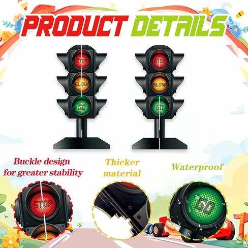 2 Pcs Traffic Light Desktop Center Decoration Race Car Themed Birthday Party Decoration Featuring 3D Traffic Light Cardboard Children's Traffic Architecture Themed Birthday Party Decoration Supplies in Saudi Arabia
