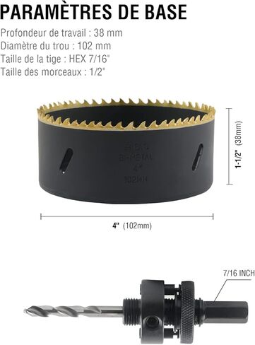 BINOTA M42 Bi-Metal Hole Saw, 200mm-7-7/8“, for Metal, Wood, Plywood, PVC, Gypsum, Composite, Stainless Steel Plate in Saudi Arabia