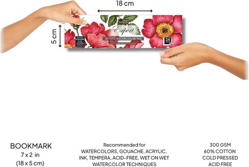 Zen Sangam A3 Artists' Expert Watercolor 300GSM 60% Cotton Cold Pressed Glued Sketch Paper Pad - 12 Sheets (24 Pages) - Watercolor Paper - Watercolour Book (Landscape A3) in Kuwait