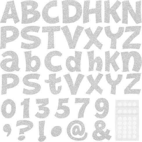 72 Pcs 4 Inch Glitter Bulletin Board Letters Chalkboard Classroom Letters Poster Cut Out Letters for Bulletin Boards with Adhesive Dot Alphabet 0-9 Number Symbol Punctuation Display (Black) in Saudi Arabia