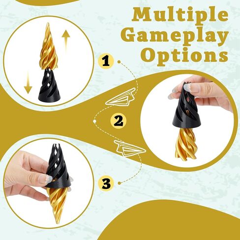 5 Packs Impossible Cone Fidget Toy, 3D Printed Spiral Cone Fidget Toy for Anxiety Relaxing, Impossible Pyramid Passthrough Birthday Party Gift for Adults & Kids Desk Decor(Black Gold) in Kuwait
