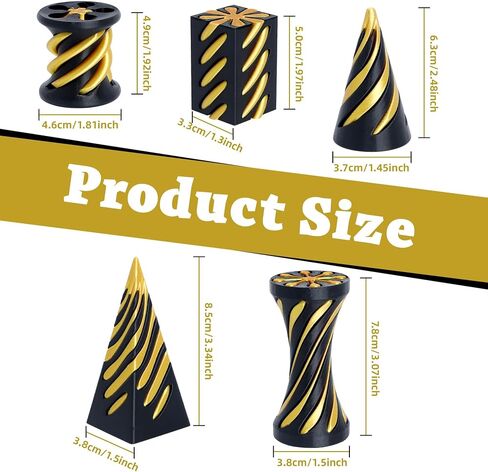 5 Packs Impossible Cone Fidget Toy, 3D Printed Spiral Cone Fidget Toy for Anxiety Relaxing, Impossible Pyramid Passthrough Birthday Party Gift for Adults & Kids Desk Decor(Black Gold) in Kuwait
