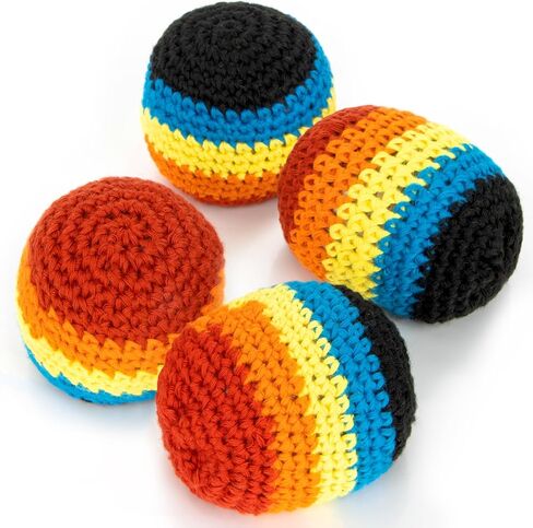 Multicolored Knitted Juggling Sacks Crochet - 4 Packs Hacky Sacks Footbag Crochet for Boys Girls Adults,Knitted Kickball,Juggling Balls for Beginners,Sports and Outdoor Play Toys in Saudi Arabia