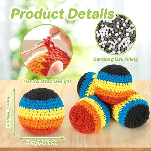 Multicolored Knitted Juggling Sacks Crochet - 4 Packs Hacky Sacks Footbag Crochet for Boys Girls Adults,Knitted Kickball,Juggling Balls for Beginners,Sports and Outdoor Play Toys in Saudi Arabia