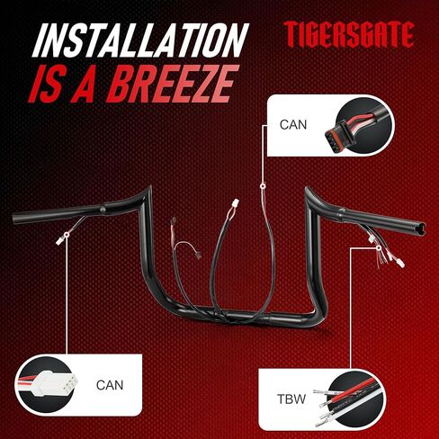 Black PRE-WIRED 12" Meathook Monkey Bar 1 1/4" Ape Hangers Handlebars for Harley Miter Cut 2014-2022 Street Glide/Electra Glide/Ultra Limited in Kuwait