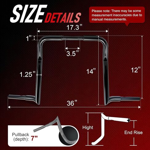 Black PRE-WIRED 12" Meathook Monkey Bar 1 1/4" Ape Hangers Handlebars for Harley Miter Cut 2014-2022 Street Glide/Electra Glide/Ultra Limited in Kuwait